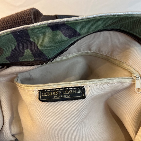 Silver Fringed Leather with Camo Fabric Hybrid Bag - Picture 12 of 16